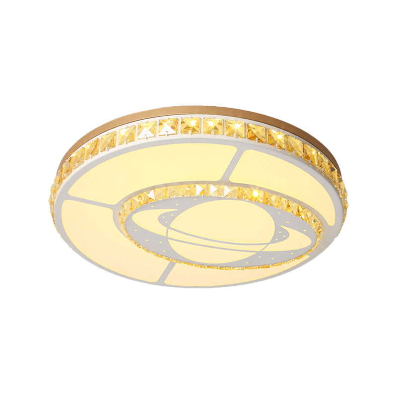 Moon Shaped Crystal Ceiling Flush Minimal Bedroom LED Flush Mount Light with Leaf/Loving Heart/Star Pattern in White Clearhalo 'Ceiling Lights' 'Close To Ceiling Lights' 'Close to ceiling' 'Flush mount' Lighting' 1451344
