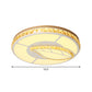 Moon Shaped Crystal Ceiling Flush Minimal Bedroom LED Flush Mount Light with Leaf/Loving Heart/Star Pattern in White Clearhalo 'Ceiling Lights' 'Close To Ceiling Lights' 'Close to ceiling' 'Flush mount' Lighting' 1451351