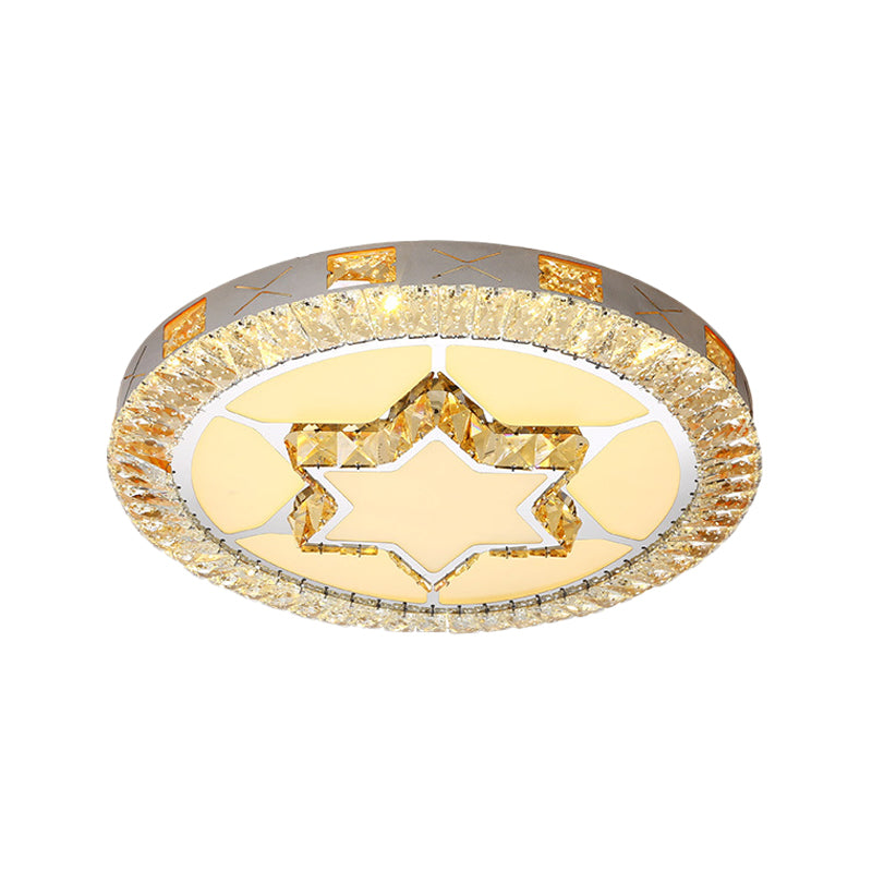 Clear Inlaid Crystal LED Ceiling Light Modern Chrome Diamond/Flower/Star Bedroom Flush-Mount Light Fixture Clearhalo 'Ceiling Lights' 'Close To Ceiling Lights' 'Close to ceiling' 'Flush mount' Lighting' 1451363