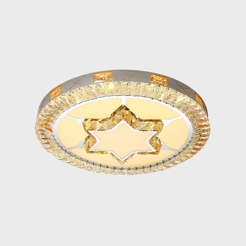 Clear Inlaid Crystal LED Ceiling Light Modern Chrome Diamond/Flower/Star Bedroom Flush-Mount Light Fixture Clearhalo 'Ceiling Lights' 'Close To Ceiling Lights' 'Close to ceiling' 'Flush mount' Lighting' 1451364