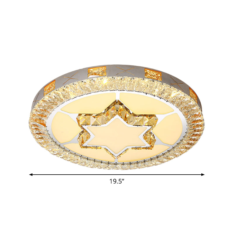 Clear Inlaid Crystal LED Ceiling Light Modern Chrome Diamond/Flower/Star Bedroom Flush-Mount Light Fixture Clearhalo 'Ceiling Lights' 'Close To Ceiling Lights' 'Close to ceiling' 'Flush mount' Lighting' 1451365