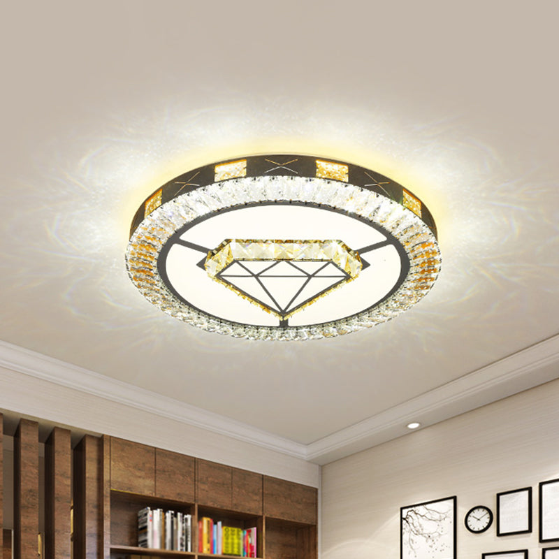 Clear Inlaid Crystal LED Ceiling Light Modern Chrome Diamond/Flower/Star Bedroom Flush-Mount Light Fixture Clearhalo 'Ceiling Lights' 'Close To Ceiling Lights' 'Close to ceiling' 'Flush mount' Lighting' 1451367