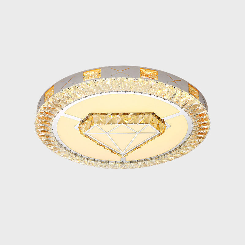 Clear Inlaid Crystal LED Ceiling Light Modern Chrome Diamond/Flower/Star Bedroom Flush-Mount Light Fixture Clearhalo 'Ceiling Lights' 'Close To Ceiling Lights' 'Close to ceiling' 'Flush mount' Lighting' 1451369