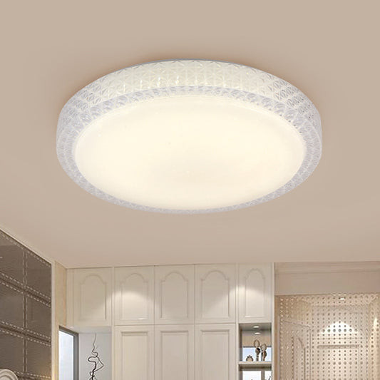 Simplicity Round Flush Light Cut Crystal 16"/19.5" Dia LED Ceiling Mount Light Fixture in White/Warm Light White Clearhalo 'Ceiling Lights' 'Close To Ceiling Lights' 'Close to ceiling' 'Flush mount' Lighting' 1451376