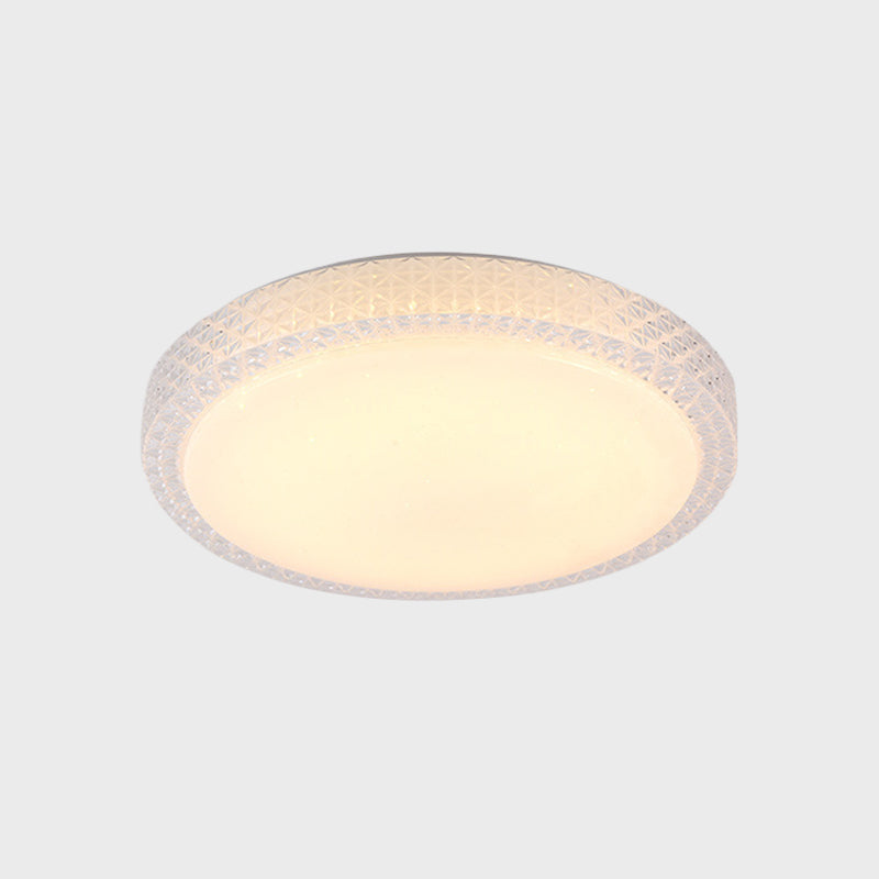 Simplicity Round Flush Light Cut Crystal 16"/19.5" Dia LED Ceiling Mount Light Fixture in White/Warm Light Clearhalo 'Ceiling Lights' 'Close To Ceiling Lights' 'Close to ceiling' 'Flush mount' Lighting' 1451378