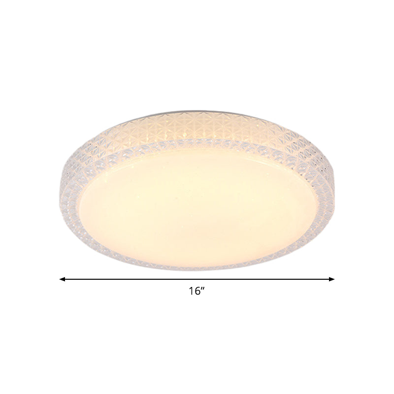Simplicity Round Flush Light Cut Crystal 16"/19.5" Dia LED Ceiling Mount Light Fixture in White/Warm Light Clearhalo 'Ceiling Lights' 'Close To Ceiling Lights' 'Close to ceiling' 'Flush mount' Lighting' 1451379