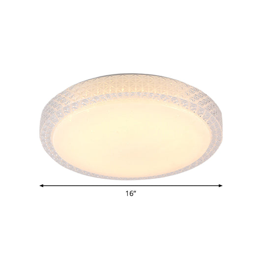 Simplicity Round Flush Light Cut Crystal 16"/19.5" Dia LED Ceiling Mount Light Fixture in White/Warm Light Clearhalo 'Ceiling Lights' 'Close To Ceiling Lights' 'Close to ceiling' 'Flush mount' Lighting' 1451379