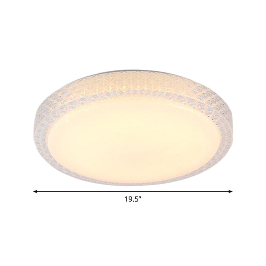 Simplicity Round Flush Light Cut Crystal 16"/19.5" Dia LED Ceiling Mount Light Fixture in White/Warm Light Clearhalo 'Ceiling Lights' 'Close To Ceiling Lights' 'Close to ceiling' 'Flush mount' Lighting' 1451380