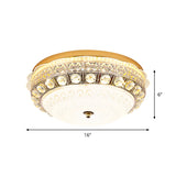 Crystal Bowl Flush Ceiling Light Classic Bedroom 16"/19.5" Wide LED Flush Mount Light Fixture in White Clearhalo 'Ceiling Lights' 'Close To Ceiling Lights' 'Close to ceiling' 'Flush mount' Lighting' 1451405