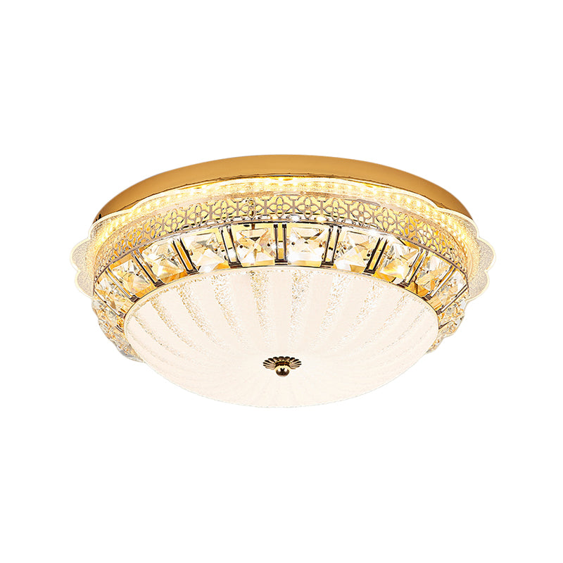 Crystal Bowl Flush Ceiling Light Classic Bedroom 16"/19.5" Wide LED Flush Mount Light Fixture in White Clearhalo 'Ceiling Lights' 'Close To Ceiling Lights' 'Close to ceiling' 'Flush mount' Lighting' 1451415