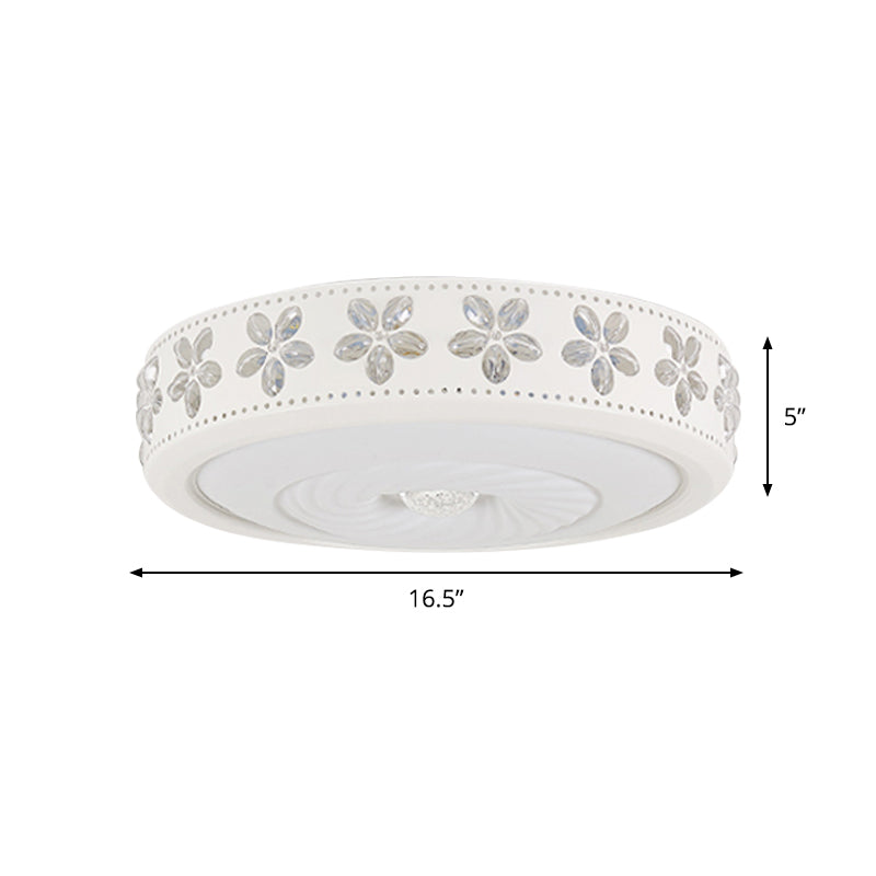 White Circle Flush Mounted Lamp Minimalist Iron Living Room LED Ceiling Light Fixture with Flower Edge, 16.5"/24.5" Dia Clearhalo 'Ceiling Lights' 'Close To Ceiling Lights' 'Close to ceiling' 'Flush mount' Lighting' 1451462