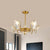 Gold 5/6-Bulb Flush Mount Chandelier Post-Modern Crystal Curved Shade Semi Flush Ceiling Light