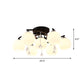 Milk Glass Ball Semi Flush Light Modern 3/7/9 Heads Living Room Ceiling Mount Chandelier in Black Clearhalo 'Ceiling Lights' 'Close To Ceiling Lights' 'Close to ceiling' 'Semi-flushmount' Lighting' 1451499