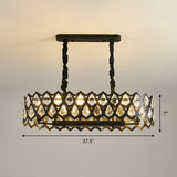 Crystal Teardrops Black Suspension Light Oval 10/14 Bulbs Contemporary Island Pendant, 29.5"/37.5" W Clearhalo 'Ceiling Lights' 'Island Lights' Lighting' 1451539