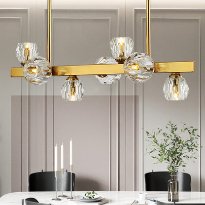 Gold Branch Design Island Lighting Postmodern Crystal Ball 7-Light Dining Room Ceiling Pendant Gold Clearhalo 'Ceiling Lights' 'Island Lights' Lighting' 1451554