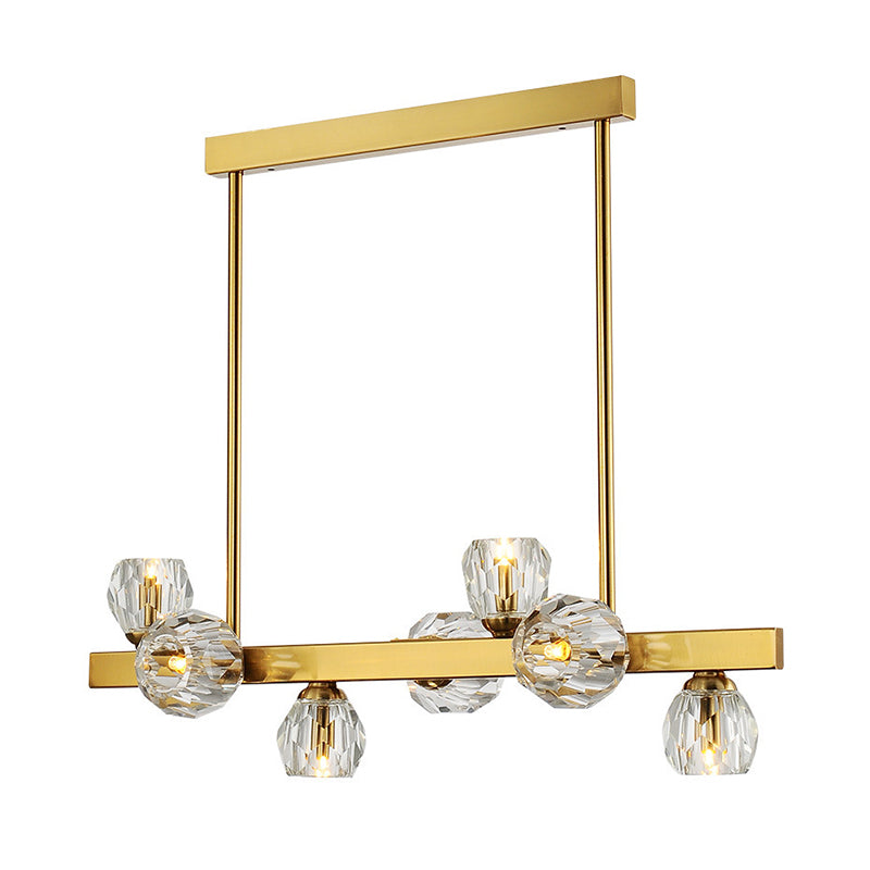 Gold Branch Design Island Lighting Postmodern Crystal Ball 7-Light Dining Room Ceiling Pendant Clearhalo 'Ceiling Lights' 'Island Lights' Lighting' 1451555