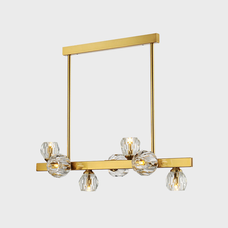 Gold Branch Design Island Lighting Postmodern Crystal Ball 7-Light Dining Room Ceiling Pendant Clearhalo 'Ceiling Lights' 'Island Lights' Lighting' 1451556