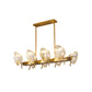 Clear Crystal Shield Pendant Lighting Postmodern 8 Bulbs Kitchen Island Light in Gold Clearhalo 'Ceiling Lights' 'Island Lights' Lighting' 1451564