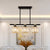 3/4 Heads Island Pendant Vintage Dining Room Hanging Light with Cylinder Crystal Shade in Black 3 Black Clearhalo 'Ceiling Lights' 'Island Lights' Lighting' 1451566