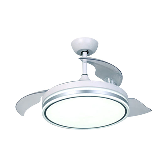 Circular Hanging Fan Light Minimalism Acrylic White 3-Blade LED Semi Mount Lighting, 42" Width Clearhalo 'Ceiling Fans with Lights' 'Ceiling Fans' 'Modern Ceiling Fans' 'Modern' Lighting' 1451661