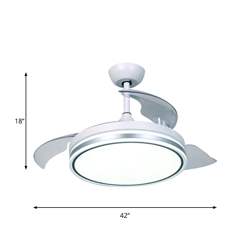 Circular Hanging Fan Light Minimalism Acrylic White 3-Blade LED Semi Mount Lighting, 42" Width Clearhalo 'Ceiling Fans with Lights' 'Ceiling Fans' 'Modern Ceiling Fans' 'Modern' Lighting' 1451662