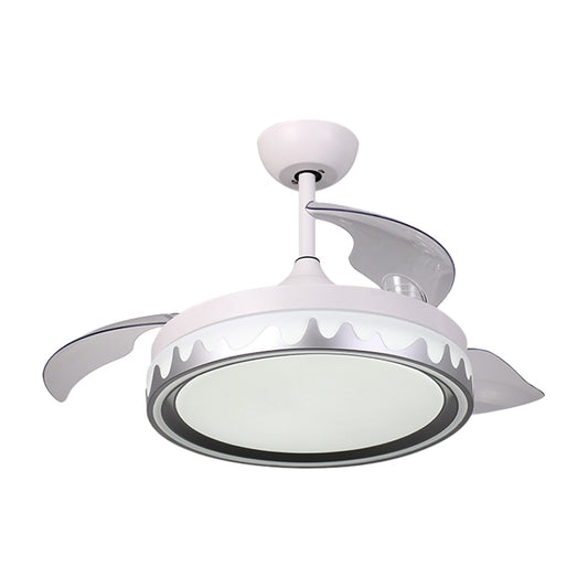 Contemporary Round Semi Flush Acrylic 42" Wide LED Bedroom Ceiling Fan Light with 3 Clear Blade in White Clearhalo 'Ceiling Fans with Lights' 'Ceiling Fans' 'Modern Ceiling Fans' 'Modern' Lighting' 1451665