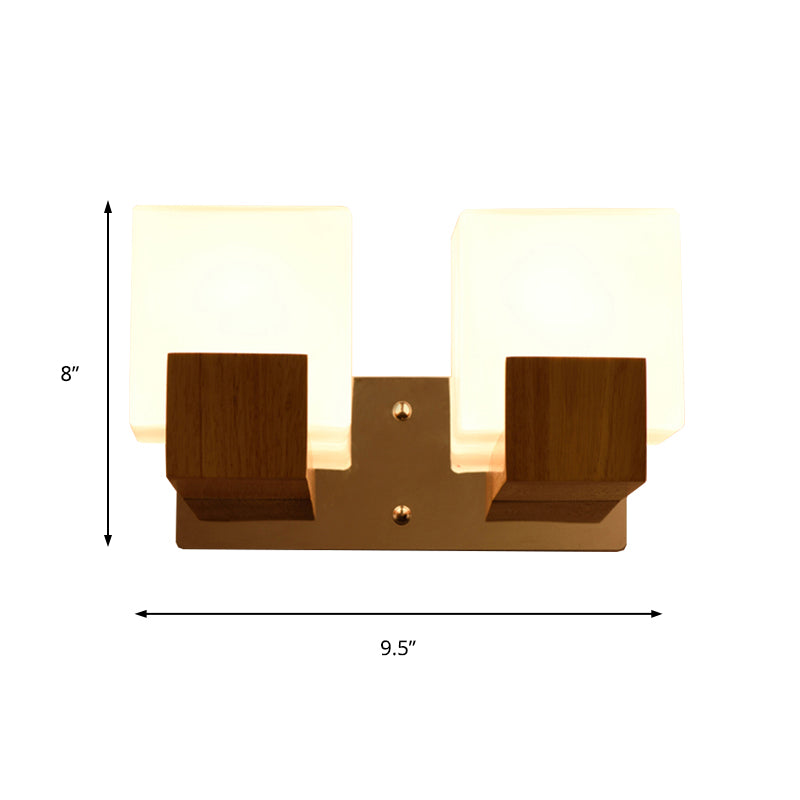 White Cube Sconce Light Japanese Style Simple Opal Glass Wall Lamp for Stair Living Room Clearhalo 'Modern wall lights' 'Modern' 'Wall Lamps & Sconces' 'Wall Lights' Lighting' 145169