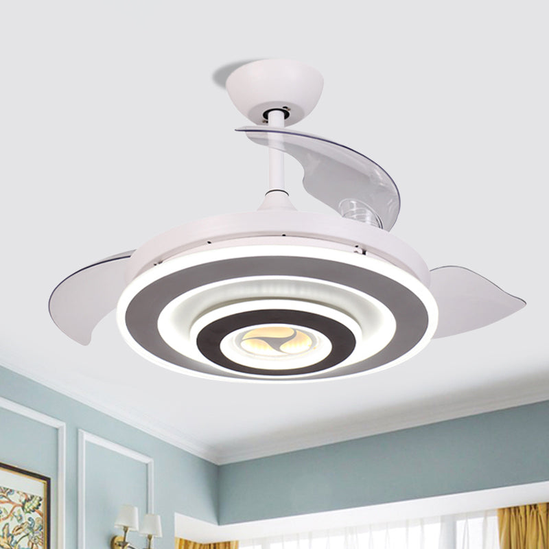 Ring Ceiling Fan Lighting Simplicity Acrylic 18" Wide LED White Semi Flush Mount Light with 3 Clear Shades White Clearhalo 'Ceiling Fans with Lights' 'Ceiling Fans' 'Modern Ceiling Fans' 'Modern' Lighting' 1451691