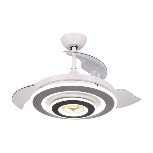 Ring Ceiling Fan Lighting Simplicity Acrylic 18" Wide LED White Semi Flush Mount Light with 3 Clear Shades Clearhalo 'Ceiling Fans with Lights' 'Ceiling Fans' 'Modern Ceiling Fans' 'Modern' Lighting' 1451693