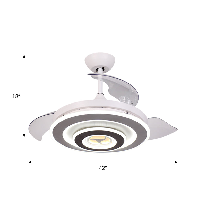 Ring Ceiling Fan Lighting Simplicity Acrylic 18" Wide LED White Semi Flush Mount Light with 3 Clear Shades Clearhalo 'Ceiling Fans with Lights' 'Ceiling Fans' 'Modern Ceiling Fans' 'Modern' Lighting' 1451694