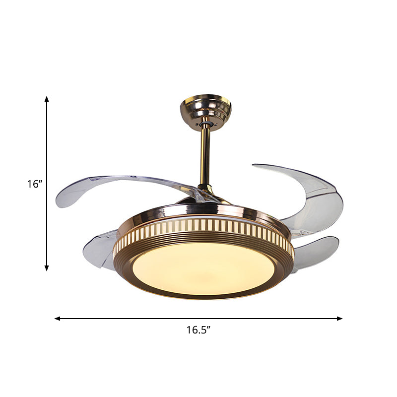 Circular Ceiling Fan Lighting Modernist Metallic LED Silver Semi Flush Mount with 4 Clear Blades, 16.5" Width Clearhalo 'Ceiling Fans with Lights' 'Ceiling Fans' 'Modern Ceiling Fans' 'Modern' Lighting' 1451710