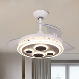42" W White Circle Semi Flush Simplicity Acrylic 3 Blades LED Hanging Fan Lighting for Drawing Room Clearhalo 'Ceiling Fans with Lights' 'Ceiling Fans' 'Modern Ceiling Fans' 'Modern' Lighting' 1451712
