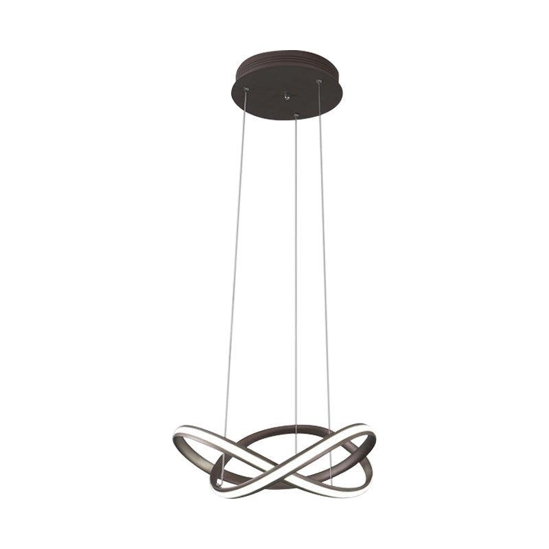 Metal Crossing Ring Down Lighting Minimalism Coffee/White LED Ceiling Chandelier in Warm/White Light Clearhalo 'Ceiling Lights' 'Chandeliers' 'Modern Chandeliers' 'Modern' Lighting' 1451748