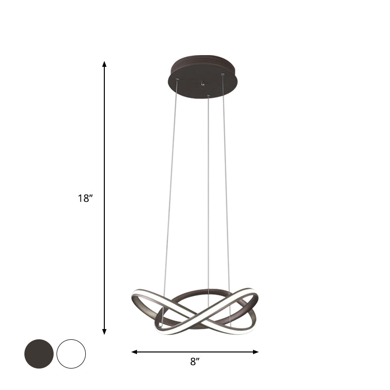 Metal Crossing Ring Down Lighting Minimalism Coffee/White LED Ceiling Chandelier in Warm/White Light Clearhalo 'Ceiling Lights' 'Chandeliers' 'Modern Chandeliers' 'Modern' Lighting' 1451750