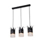3 Bulbs Crown Island Lighting Modern Black Linear/Round Canopy Metal Multi Hanging Lamp Kit with Crystal Droplets Clearhalo 'Ceiling Lights' 'Modern Pendants' 'Modern' 'Pendant Lights' 'Pendants' Lighting' 1451788