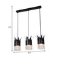 3 Bulbs Crown Island Lighting Modern Black Linear/Round Canopy Metal Multi Hanging Lamp Kit with Crystal Droplets Clearhalo 'Ceiling Lights' 'Modern Pendants' 'Modern' 'Pendant Lights' 'Pendants' Lighting' 1451790