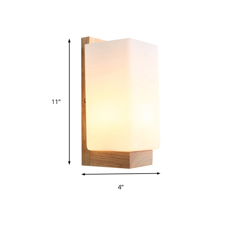 Japanese Stylish Cuboid Wall Sconce One Light Frosted Glass Wall Lighting in White for Office Hotel Clearhalo 'Modern wall lights' 'Modern' 'Wall Lamps & Sconces' 'Wall Lights' Lighting' 145186