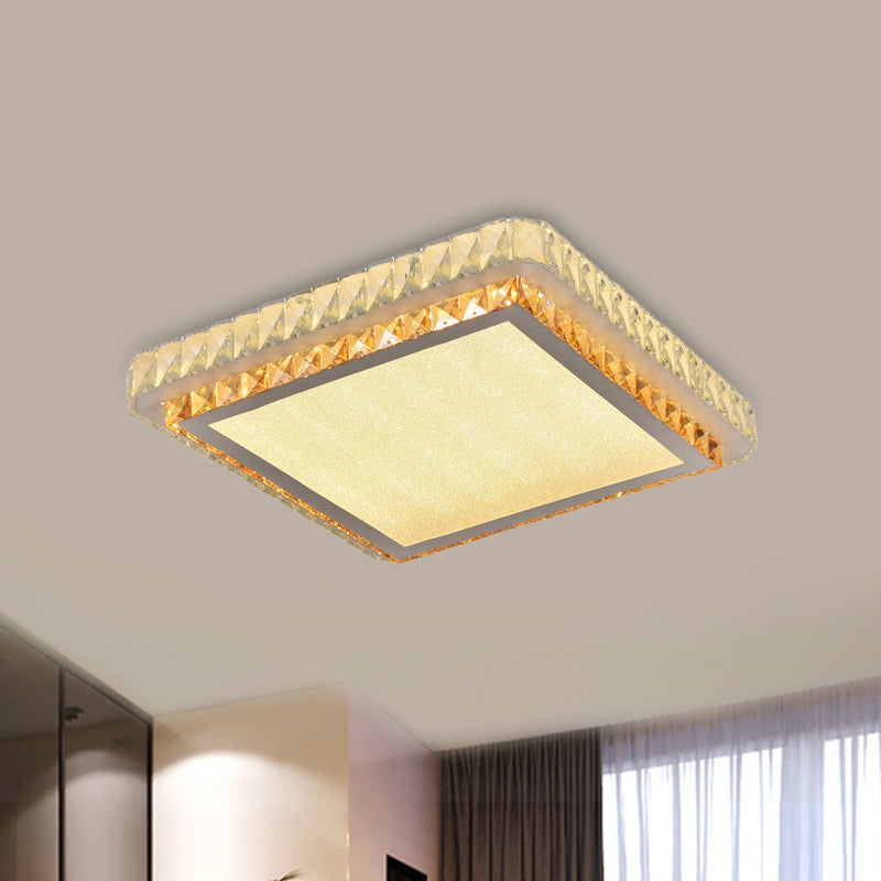Clear Beveled Crystal Square Flush Light Simple Bedroom LED Close to Ceiling Lighting Fixture - Clear - A - Clearhalo - 'Ceiling Lights' - 'Close To Ceiling Lights' - 'Close to ceiling' - 'Flush mount' - Lighting' - 1452309