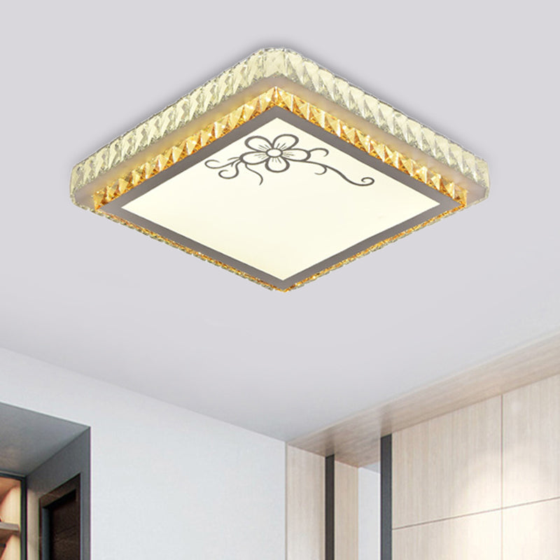 Clear Beveled Crystal Square Flush Light Simple Bedroom LED Close to Ceiling Lighting Fixture - Clear - B - Clearhalo - 'Ceiling Lights' - 'Close To Ceiling Lights' - 'Close to ceiling' - 'Flush mount' - Lighting' - 1452313