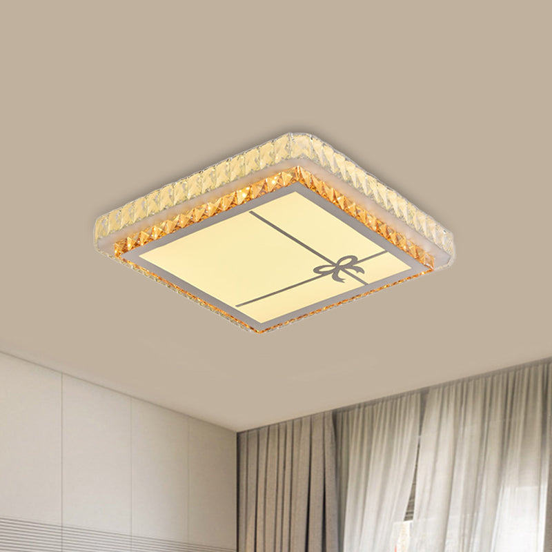 Clear Beveled Crystal Square Flush Light Simple Bedroom LED Close to Ceiling Lighting Fixture - Clearhalo - 'Ceiling Lights' - 'Close To Ceiling Lights' - 'Close to ceiling' - 'Flush mount' - Lighting' - 1452318