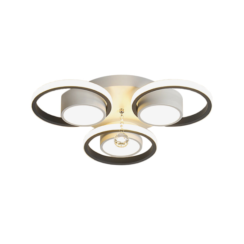 Acrylic White Flush Ceiling Light Circle 20.5"/25.5" W LED Modern Flushmount with Crystal Orb, Warm/White Light/Remote Control Stepless Dimming Clearhalo 'Ceiling Lights' 'Close To Ceiling Lights' 'Close to ceiling' 'Flush mount' Lighting' 1452329