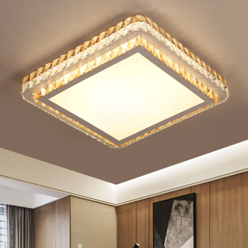 Clear Crystal Inserted Square Flushmount Simple Bedroom LED Flush Mount Ceiling Light - Clear - B - Clearhalo - 'Ceiling Lights' - 'Close To Ceiling Lights' - 'Close to ceiling' - 'Flush mount' - Lighting' - 1452341