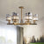 Postmodern 3/6 Bulbs Chandelier Lamp with Crystal Block Shade Half-Cylindrical Gold Radial Pendant Light Fixture - 6 - Gold - Clearhalo - 'Ceiling Lights' - 'Close To Ceiling Lights' - 'Close to ceiling' - 'Semi-flushmount' - Lighting' - 1452386