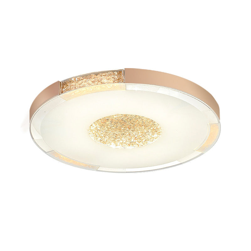 Black/Gold Finish LED Flush Light Fixture Contemporary Bevel Cut Crystals Round Ceiling Mount in White/Warm Light - Clearhalo - 'Ceiling Lights' - 'Close To Ceiling Lights' - 'Close to ceiling' - 'Flush mount' - Lighting' - 1452405