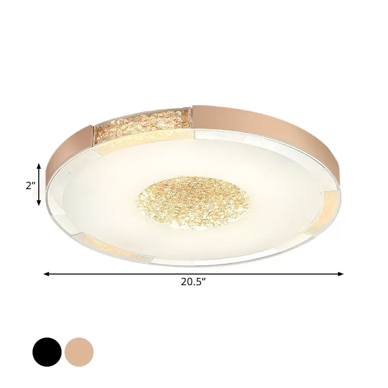 Black/Gold Finish LED Flush Light Fixture Contemporary Bevel Cut Crystals Round Ceiling Mount in White/Warm Light - Clearhalo - 'Ceiling Lights' - 'Close To Ceiling Lights' - 'Close to ceiling' - 'Flush mount' - Lighting' - 1452406