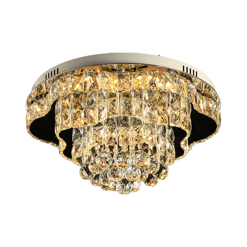 Modern Scalloped Flush Mount Lighting Beveled Crystal LED Ceiling Light Fixture in Chrome for Sleeping Room - Clearhalo - 'Ceiling Lights' - 'Close To Ceiling Lights' - 'Close to ceiling' - 'Flush mount' - Lighting' - 1452440