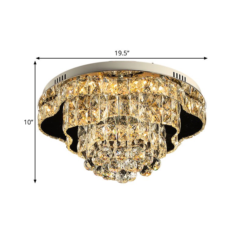 Modern Scalloped Flush Mount Lighting Beveled Crystal LED Ceiling Light Fixture in Chrome for Sleeping Room - Clearhalo - 'Ceiling Lights' - 'Close To Ceiling Lights' - 'Close to ceiling' - 'Flush mount' - Lighting' - 1452441