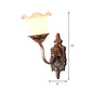 Rustic Style Blossom Wall Lamp 1/2-Head Opaline Glass Wall Mount Lighting in Brown for Living Room Clearhalo 'Wall Lamps & Sconces' 'Wall Lights' Lighting' 1452454