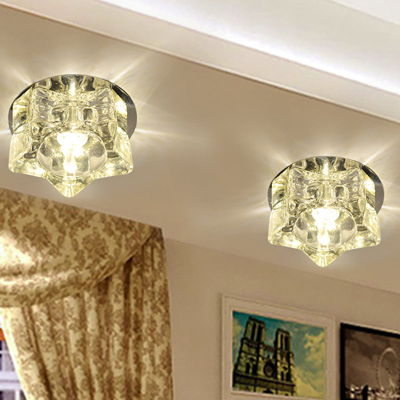 Star-Shape LED Ceiling Fixture Contemporary Clear Crystal Living Room Flushmount Lighting in Warm/White/Multi Color Light Clearhalo 'Ceiling Lights' 'Close To Ceiling Lights' 'Close to ceiling' 'Flush mount' Lighting' 1452494