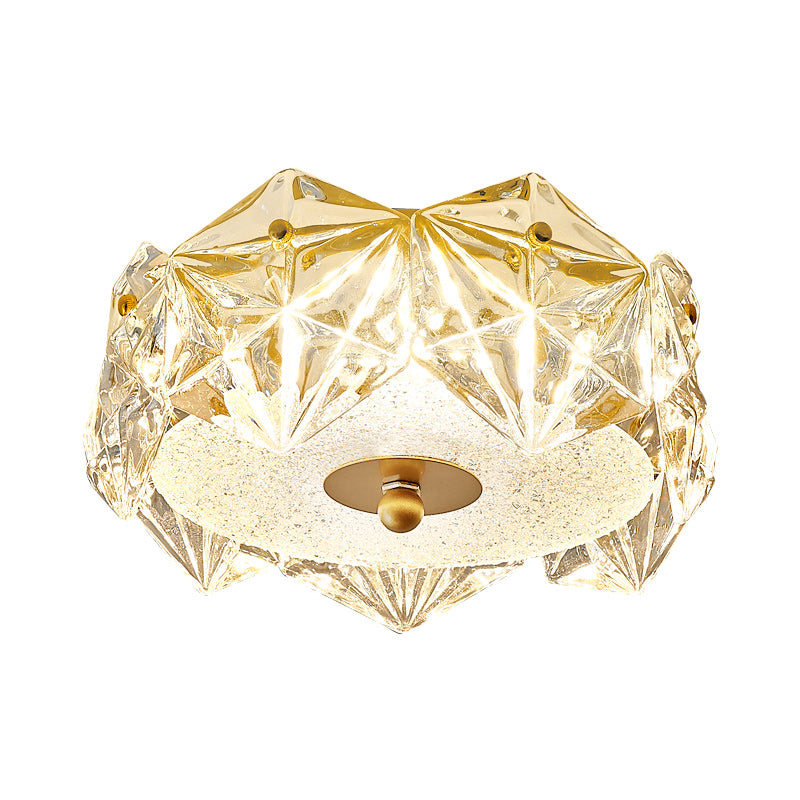 LED Doorway Ceiling Light Fixture Modern Gold Flush Mount Lamp with Hexagon Clear Crystal Shade - Clearhalo - 'Ceiling Lights' - 'Close To Ceiling Lights' - 'Close to ceiling' - 'Flush mount' - Lighting' - 1452507